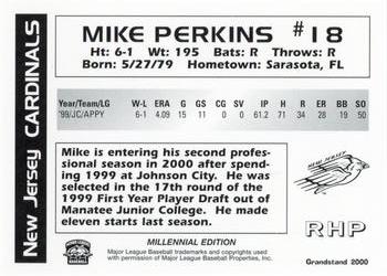 2000 Grandstand New Jersey Cardinals #NNO Mike Perkins Back