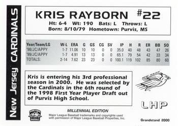 2000 Grandstand New Jersey Cardinals #NNO Kris Rayborn Back