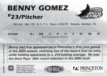 2000 Grandstand Princeton Devil Rays #NNO Benny Gomez Back