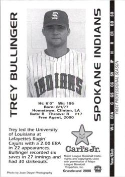 2000 Grandstand Spokane Indians #NNO Trey Bullinger Back