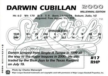2000 Grandstand Syracuse SkyChiefs #NNO Darwin Cubillan Back