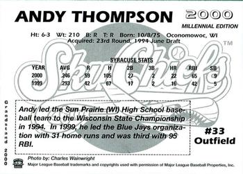2000 Grandstand Syracuse SkyChiefs #NNO Andy Thompson Back