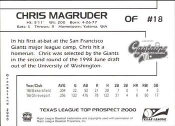 2000 Grandstand Texas League Top Prospects #NNO Chris Magruder Back