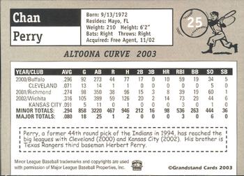 2003 Grandstand Altoona Curve #NNO Chan Perry Back