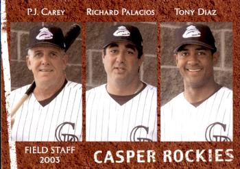 2003 Grandstand Casper Rockies #31 Field Staff (P.J. Carey / Richard Palacios / Tony Diaz) Front