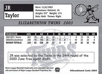 2003 Grandstand Elizabethton Twins #NNO J.R. Taylor Back
