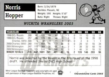 2003 Grandstand Wichita Wranglers #8 Norris Hopper Back