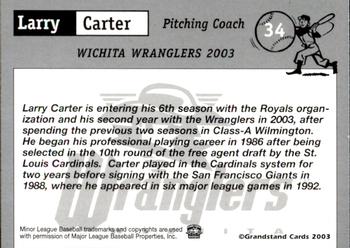 2003 Grandstand Wichita Wranglers #21 Larry Carter Back