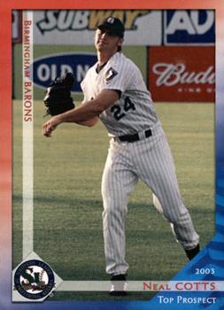 2003 Grandstand Southern League Top Prospects #NNO Neal Cotts Front
