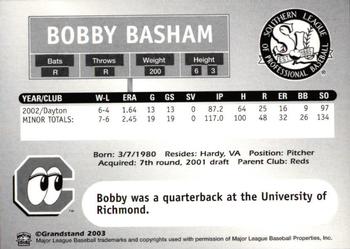 2003 Grandstand Southern League Top Prospects #NNO Bobby Basham Back