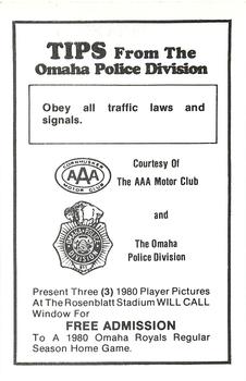 1980 Omaha Royals Police #NNO Dan Fischer Back