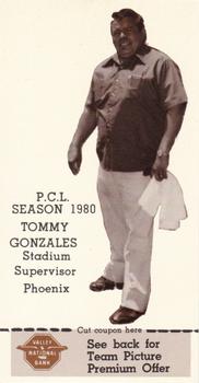 1980 Valley National Bank Phoenix Giants #25 Tommy Gonzales Front