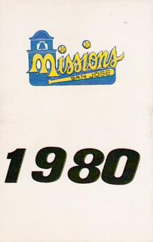 1980 Jack in the Box San Jose Missions #21 Checklist Front
