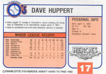 1982 Charlotte O's #NNO Dave Huppert Back