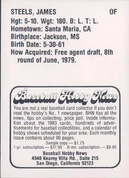 1983 Baseball Hobby News Las Vegas Stars #NNO James Steels Back