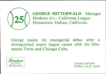 1983 Chong Modesto A's #25 George Mitterwald Back