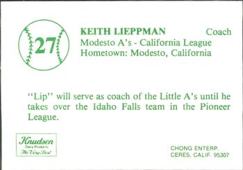 1983 Chong Modesto A's #27 Keith Lieppman Back