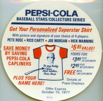 1977 Pepsi-Cola Collection Glove Discs #NNO Ron LeFlore Back