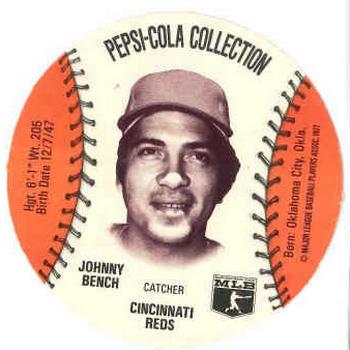 1977 Pepsi-Cola Collection Glove Discs #NNO Johnny Bench Front