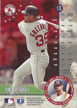 1996 Leaf - Press Proofs Bronze #170 Mike Greenwell Back