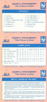 1984 Star Darryl Strawberry #1-3 Darryl Strawberry Back