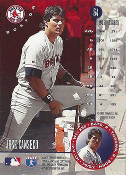 1996 Leaf - Press Proofs Silver #64 Jose Canseco Back