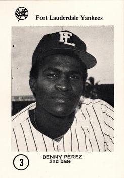 1975 Sussman Fort Lauderdale Yankees #3 Benny Perez Front