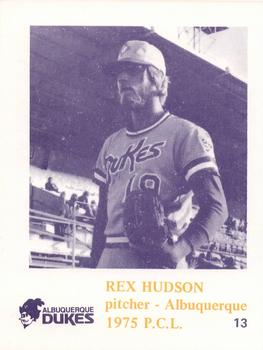 1975 Caruso Albuquerque Dukes #13 Rex Hudson Front