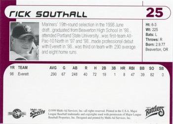 1999 Multi-Ad Wisconsin Timber Rattlers #25 Rick Southall Back