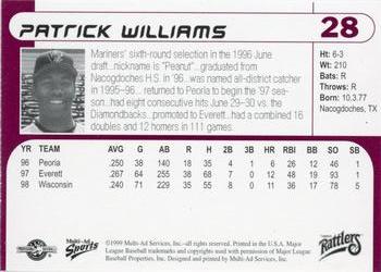 1999 Multi-Ad Wisconsin Timber Rattlers #28 Patrick Williams Back