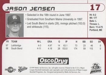 1999 Multi-Ad South Bend Silver Hawks #17 Jason Jensen Back