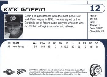 1999 Multi-Ad Peoria Chiefs #12 Kirk Griffin Back