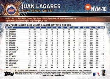 2015 Topps New York Mets #NYM-10 Juan Lagares Back