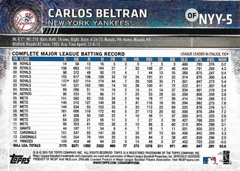 2015 Topps New York Yankees #NYY-5 Carlos Beltran Back