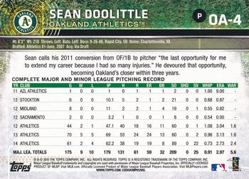 2015 Topps Oakland Athletics #OA4 Sean Doolittle Back
