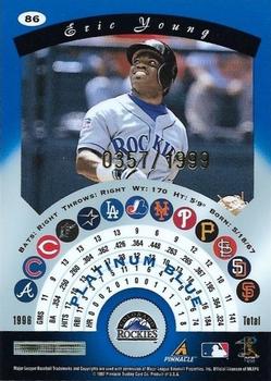 1997 Pinnacle Totally Certified - Platinum Blue #86 Eric Young Back