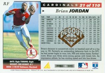 1996 Score - Dugout Collection Artist's Proofs (Series One) #21 Brian Jordan Back