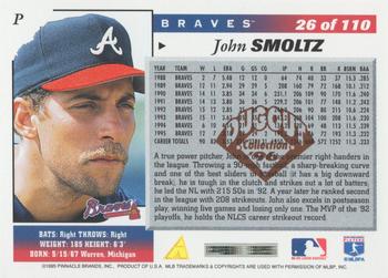 1996 Score - Dugout Collection Artist's Proofs (Series One) #26 John Smoltz Back