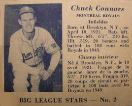 1950 Big League Stars (V362) #2 Chuck Connors Front
