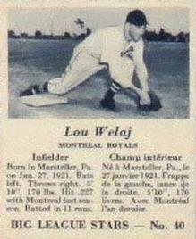 1950 Big League Stars (V362) #40 Lou Welaj Front