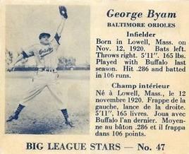 1950 Big League Stars (V362) #47 George Byam Front