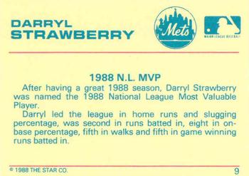 1989 Star Darryl Strawberry Purple #9 Darryl Strawberry Back