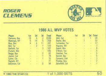1990 Star Platinum #50 Roger Clemens Back