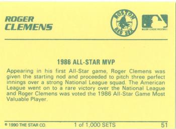 1990 Star Platinum #51 Roger Clemens Back