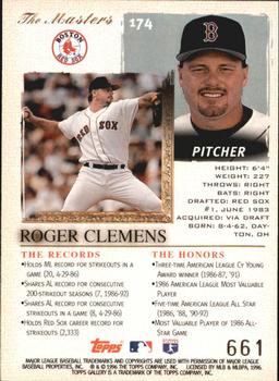 1996 Topps Gallery - Player's Private Issue #174 Roger Clemens Back