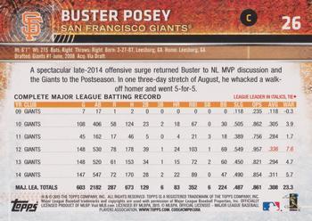 2015 Topps Opening Day - Blue #26 Buster Posey Back