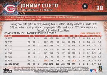 2015 Topps Opening Day - Blue #38 Johnny Cueto Back