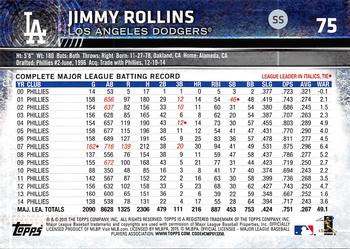 2015 Topps Opening Day - Blue #75 Jimmy Rollins Back