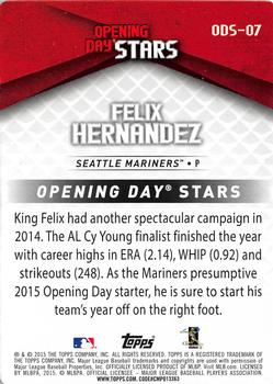 2015 Topps Opening Day - Opening Day Stars #ODS-07 Felix Hernandez Back