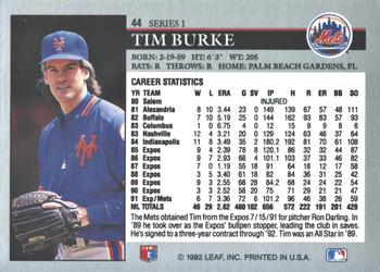 2014 Leaf Best of Baseball - Leaf Memories 1992 Buyback Gold #44 Tim Burke Back